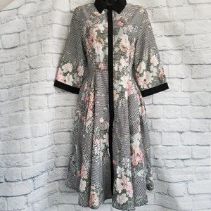 Women's Floral Striped Shirt Dress-Spring/Easter